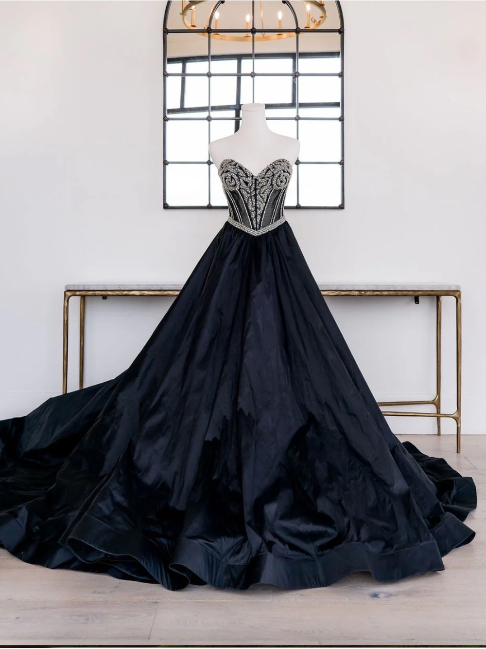 Sherri Hill Couture Black Ball Gown with Beaded Corset